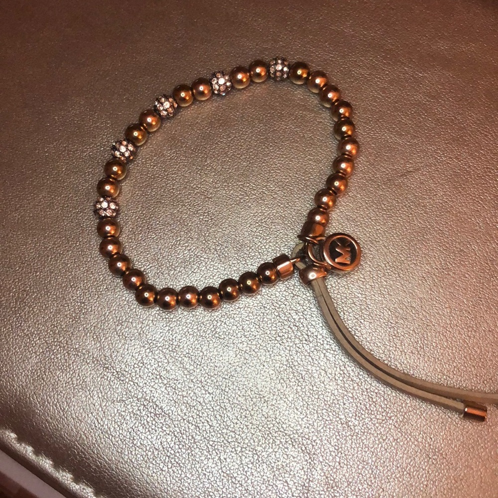 Michael kors rose gold beaded rhinestone bracelet
